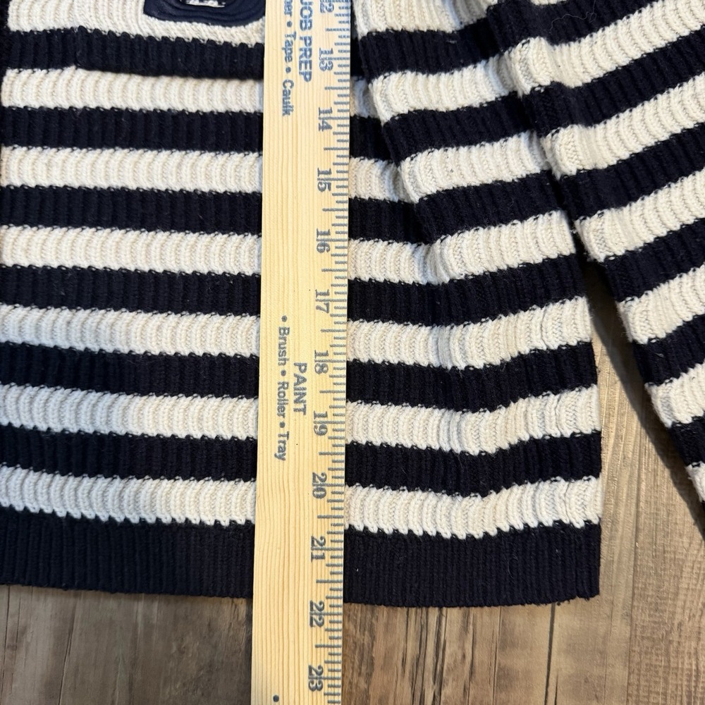 Sandro Paris Striped Breton Cardigan Sweater Jacket Black Ivory SZ 3/M Classic - Picture 13 of 14